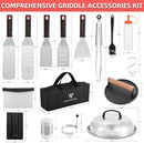 Griddle Accessories Kit, 28 Pcs Flat Top Grill Accessories Set for Blackstone, Professional Grill BBQ Spatula Set with Basting Cover, Spatula, Scraper, Bottle, Tongs, Egg Ring by GreenHaven Gardens