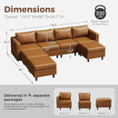 118.5" Faux Leather Modular Sectional Sofa, 7 Seater U Shaped Couch with Storage Seat with Reversible Chaise Deep Seat for Living Room Brown by CozyNest Decor