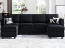Belffin Modular Sectional Sofa with Reversible Chaises Velvet U Shaped Sectional Couch with Storage Seat Black by CozyNest Decor