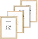 HAUS AND HUES Natural Wood Frames 5x7 Set of 4 - Bulk Photo Frames with Beige Oak Finish by CozyNest Decor