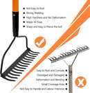 Garden Rake - 14 Tine Heavy Duty Rake with 58 Inch Fiberglass Handle by GreenHaven Gardens