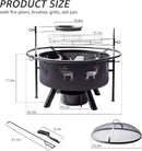 NATURAL EXPRESSIONS 32 Inch Large Fire Pit with 2 Grills, Outdoor Wood Burning Fire Pit with Cooking Grate, Lid, Poker and Round Waterproof Cover for Patio, Ourside, Bonfires, Picnic, Party. by GreenHaven Gardens