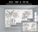 Gray Jungle Landscape Wallpaper Mural Tropical Banana Leaf Wall Mural (Not Peel and Stick) by CozyNest Decor