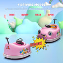 12V Dual Battery Electric Ride on Kids Bumper Car w/Remote Control,360 Degree Spin,Push Rod Rocker Horse Function,3-Speeds Babies & Toddlers Bumping Car Ride on Toy Gift for 1-4 Years Children (Pink) by TinyTreasures Baby Boutique