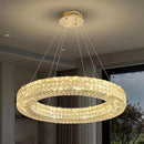 Dia 32" Ring Crystal Chandelier Modern Gold Chandelier Adjustable Height Luxury Crystal Pendant Ceiling Light Fixture for Dining Living Room Bedroom by CozyNest Decor