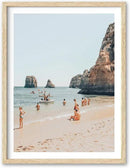 HesenDot Natural OAK Wood Framed Amalfi Coast Summer Wall Art,12x16in Italy Arienzo Beach Canvas Wall Print,Positano Swimming Poster Wall Decor for Living Room,Bedroom,Office Gallery Set of 1 by CozyNest Decor