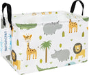 LANGYASHAN Rectangular Storage Bin Collapse Canvas Fabric Cartoon Storage Basket with Handles for Organizing Home Kitchen Boys and Girls Toys Office Closet Shelf Baskets (Rec animal) by TinyTreasures Baby Boutique