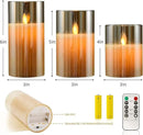 JOSU Flameless Candles 4" 5" 6" Set of 3 Outdoor Indoor Fake Pillars Gold Glass LED Battery Operated Candles Include 10-Key Remote Timer for Wedding Party Halloween Christmas Thanksgiving Fall Diwali by GreenHaven Gardens