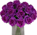 Purple Fake Roses Artificial Flowers - 10 Pcs Fake Artificial Roses Silk Flowers with Stems for Home Wedding Hotel Office Centerpiece Decor by CozyNest Decor