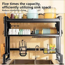 Home Furnishing Over The Sink Dish Drainer Drying Rack 3 Tier Over Sink Dish Rack for,oversink Dish Dry Rack,Space Saving Dish Drying Rack,Kitchen Sink Organizer countertop(Black,75cm/29.5in) by CozyNest Decor
