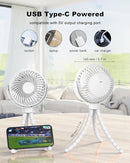 Stroller Fan Clip on for Baby, 4000mAh Rechargeable Battery Operated, Flexible Tripod, 3 Wind Speed, 360° Rotatable, Small Portable Fan for Car Seat Crib Golf Cart Bike Beach Travel, White by TinyTreasures Baby Boutique