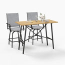 Sophia & William Outdoor Bar Set, Patio Bar Table and Chairs Set, Bar Height Patio Set - 2 x Swivel Bar Chairs(Grey), 1 x Rectangular Bar Table(Wood-Like) by CozyNest Decor