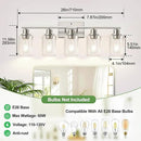 5-Light Bathroom Light Fixtures, Brushed Nickel Bathroom Vanity Light with Clear Glass Shades, Modern Bathroom Wall Lamp for Mirror Living Room Cabinet Bedroom Porch by CozyNest Decor