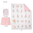 Lambs & Ivy Little Garden 3-Piece Embroidered Floral Baby Crib Bedding Set by TinyTreasures Baby Boutique