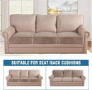 H.VERSAILTEX Velvet Stretch Couch Cushion Cover Plush Cushion Slipcover for Chair Loveseat Sofa Cushion Furniture Protector Seat Cushion Sofa Cover (3 Piece XL Sofa Cushion Covers, Taupe) by CozyNest Decor