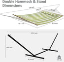 SUNCREAT Portable Double Hammock with Stand, 475 lbs Capacity, Heavy Duty Two Person Hammock with Stand Included, Green Stripe by GreenHaven Gardens