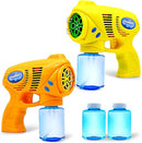 JOYIN 2 Bubble Guns with 2 Refill Solution (10 oz Total), Bubbles Maker, Blower for Kids, Toddlers, Outdoors Activity, Birthday Gift, Easter Basket Stuffers (Yellow+Orange) by TinyTreasures Baby Boutique