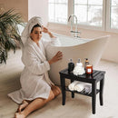 VVW 19 Inch 2-Tier Bamboo Shower Bench - Bathroom Bench Seat with Storage Shelf, Wooden Spa Seat with Non-Slip Feet Bath Stool for Adults Women Elderly, (Black) by TinyTreasures Baby Boutique