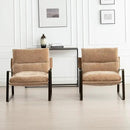 DUOMAY Mid-Century Accent Chairs Armchair Set of 2, Comfy Chenille Leisure Chairs Lazy Chairs with Brozen Metal Leg for Living Room Bedroom Office Apartment, Khaki by CozyNest Decor