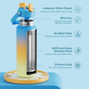 Insulated Water Bottle with Straw Stainless Steel Water Bottle, Leak-Proof, BPA-Free, Double Wall Vacuum Keeps Cold for 24 Hours for Sports, Travel, School (32 oz, Sunny Breeze) by CozyNest Decor