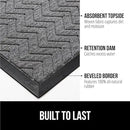 GORILLA GRIP All-Season WeatherMax Doormat, 72x24, Durable Natural Rubber, Stain and Fade Resistant, Low Profile, Indoor Outdoor Door Mats, Easy Clean Patio Entrance Mat, Steel Chevron by CozyNest Decor