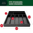 ROYAL CRAFT WOOD Luxury Bamboo Kitchen Drawer Organizer - Silverware Organizer - Utensil Holder and Cutlery Tray with Grooved Drawer Dividers for Flatware and Kitchen Utensils (7 Slot, Black) by CozyNest Decor
