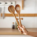 Gudamaye 13 inch Long Wooden Spoons for Cooking,Wooden Utensils for Cooking with Utensils Holder,9 PCES Wooden Kitchen Utensils Set with Utensils Holder and Spoon Rest,Natural Teak Wooden Spoons Set by CozyNest Decor
