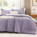 Litanika Grayish Lavender Purple Comforter Set King Size, 3 Pieces Lightweight Solid Bedding Comforter Set, All Season Fluffy Bed Set (104x90In Comforter & 2 Pillowcases) by CozyNest Decor