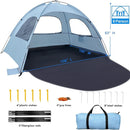 WhiteFang Beach Tent Anti-UV Portable Sun Shade Shelter for 3/4/6/8 Person, Extendable Floor with 3 Ventilating Mesh Windows Plus Carrying Bag, Stakes and Guy Lines by TinyTreasures Baby Boutique