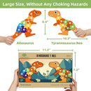 Wooden Dinosaur Puzzles Set for Kids/Toddlers Ages 1-8, T-Rex & Allosaurus with Colorful Box, Educational Dino Toys Little Boys/Girls 2 3 4 5 6 Year Old, Numbers/Chunky, Large 11"x7" Size by TinyTreasures Baby Boutique