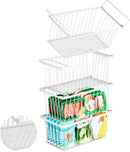 Freezer Organizer Bins ，Upgraded Bottom Leak-Proof net，4 Pack，Encryption and Hardening ，Deep Freezer Organizer Bins for 5 to 7 Cu.FT Small Chest Freezer， Easy Get Bottom Foods（white） by CozyNest Decor