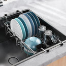 GSlife Expandable in Sink Small Dish Drying Rack - Stainless Steel Capacity Adjustable Over The Sink Dish Rack with Utensil Holder, 11.9“-16.7” L x 9" W x 5.7" H, Silver by CozyNest Decor