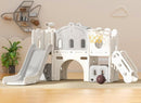 8 in 1 Toddler Slide Set, Kids Slide for Toddlers Age 1-3, Toddler Climber Slide PlaySet with Basketball Hoop,Outdoor Indoor Playground for Toddlers 1-3, White Gray by TinyTreasures Baby Boutique