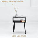 NTC Solid Oak Zoe Nightstand, Mid Century Modern Side Table Bedroom, Bedside Furniture, Night Stand, End Table, Easy Assembly - Burnt Black by CozyNest Decor