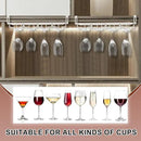 AUHOKY 2Pcs Adjustable Wine Glass Rack Under Cabinet, Punch-Free 4 Rows Stemware Wine Glass Metal Holder, Hanging Wine Glasses Storage Hanger Organizer for Shelf Kitchen Bar Decor(White, 4 Rows) by CozyNest Decor