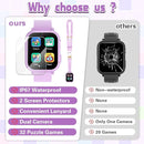 Kids Smart Watch Gift for Girls Ages 3-12, IP67 Waterproof, 32 Puzzle Games, HD Touchscreen Dual Camera Vedio Pedometer Music Player, Kids Watch Toy Birthday Gifts for Girls Ages 5 6 7 8 9 10 (Purple) by TinyTreasures Baby Boutique