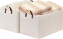 DULLEMELO Beige Storage Baskets for Organizing, Set of 2 Extra Large Canvas Fabric Storage Baskets with Handles, Foldable Storage Bins Baskets for Blankets Living Room by TinyTreasures Baby Boutique