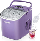 EUHOMY Countertop Ice Maker Machine with Handle, 26lbs Per Day, 9 Ice Cubes Ready in 6 Mins, Auto-Cleaning Portable Ice Maker with Basket and Scoop, for Home/Kitchen/Camping/RV (Purple) by CozyNest Decor