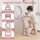Potty Training Seat with Step Stool Ladder, Upgraded 2-in-1 Toddler Potty Training Toilet Seat with Non-Slip Step Splash Guard Handles and Waterproof Cushion, Toddler Potty Seat for Kids Boys Girls by TinyTreasures Baby Boutique