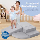 4-Piece PU Leather Baby Foam Climbing Blocks for Toddlers - Soft Play Climbing Toys for Toddlers - Foam Climbing Set for Crawling and Sliding Indoor (Gray) by TinyTreasures Baby Boutique