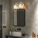 Modern Bathroom Vanity Light 2-Lights Chrome Crystal Wall Lamp Bathroom Modern Crystal Vanity Lighting by CozyNest Decor