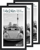 14x24 Poster Frame 3 Pack, Textured Black Solid Wood Gallery Picture Frame - Wall Hanging by CozyNest Decor