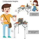 REDCAMP 24" Square Folding Grill Table for Outside, Lightweight Portable Metal Aluminum Outdoor Grill Table with Adjustable Height Legs, Great for Camping Picnic Cooking BBQ, Silver 2ft by GreenHaven Gardens