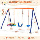 Swing Sets for Backyard, Outdoor Toys for Kids, Heavy Duty Metal A-Frame Swing Set Holds 440 lbs with 32" Saucer Seat, 26.2" Seat and Tree Disc by TinyTreasures Baby Boutique