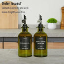 Green Glass Olive Oil Dispenser Bottle For Kitchen By Verpsace,Avocado Oil Dispenser Set, Modern Decor, Gold Kitchen Accessories for Home, Airbnb, Cafe (Black, Set of 2) by CozyNest Decor