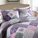 NEWLAKE Quilt Bedspread Sets-Floral Checkered Pattern Reversible Coverlet Set,Queen Size by CozyNest Decor