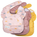 Tiny Twinkle Mess Proof Baby Bibs for Eating - Waterproof, Wipeable Bibs - Toddler Bibs - Travel Friendly - PFAS, PVC, BPA, Phthalate Free - Baby Food Bibs(3 Pack,Petite Safari) by TinyTreasures Baby Boutique