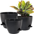 10/9/8 inch Self Watering Pots, Set of 3 Plastic Planters with Mesh Drainage Holes and Deep Reservoir for Indoor Outdoor Garden Plants and Flowers, Black by GreenHaven Gardens