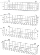 Spice Rack Wall Mount, 4-Pack Seasoning Organizer for Kitchen Storage Organization, Spice Holder Shelf Saving Space for Cabinet, RV, Pantry, Silver by CozyNest Decor