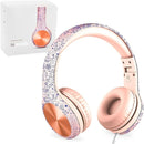 LilGadgets Connect+ Pro Wired Kids Headphones for School w/Microphone, Volume & Noise Reduction Over-Ear Headset w/Cord, SharePort Technology & SoftTouch Padding, Girl Power - Headphones for Kids by TinyTreasures Baby Boutique